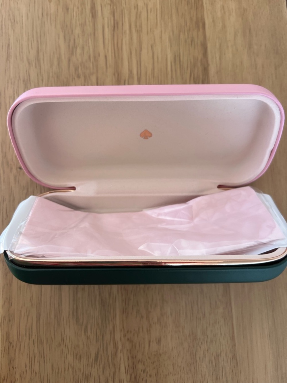 Kate Spade Pink & Green glasses case with Rose Gold Accents - brand new